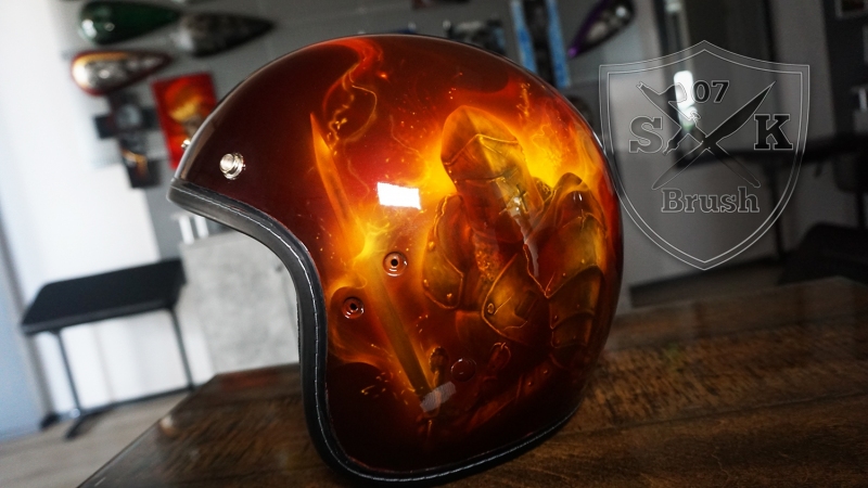 Harley-Davidson-Airbrush-Dragon-Fire-Komplett-Helm